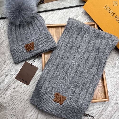 Louis Vuitton LV Hat and Scarf Set #1255553 $60.00 USD, Wholesale Replica Louis Vuitton LV Hat and Scarf and Glove Set