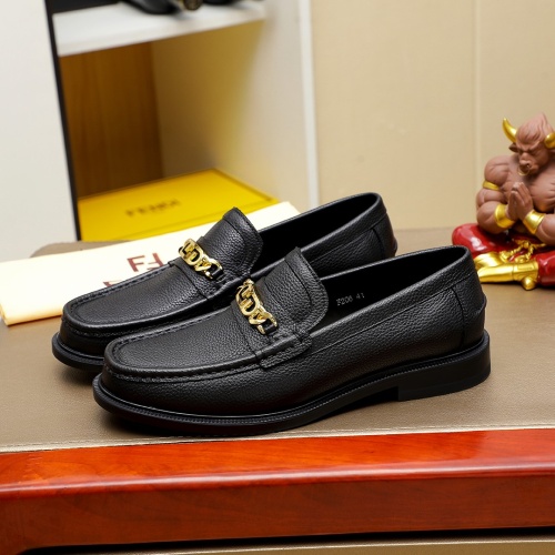 Replica Fendi Leather Shoes For Men #1255924 $85.00 USD for Wholesale