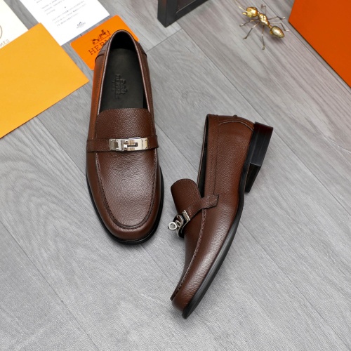 Replica Hermes Leather Shoes For Men #1255931 $98.00 USD for Wholesale