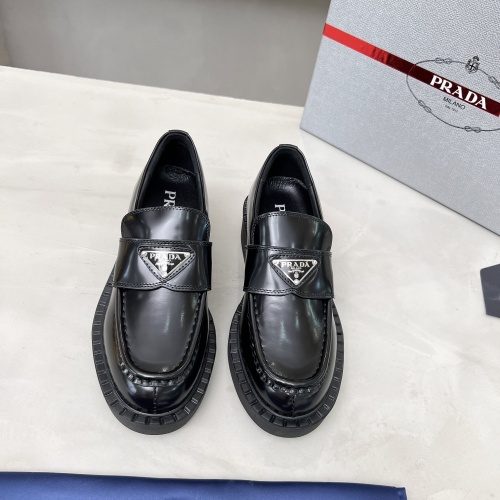 Replica Prada Leather Shoes For Men #1256083 $96.00 USD for Wholesale