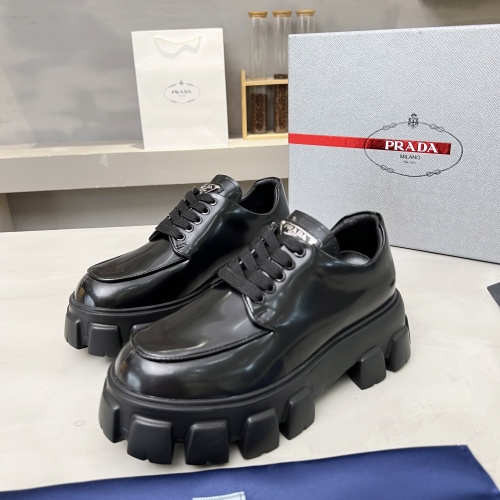 Prada Leather Shoes For Men #1256087 $100.00 USD, Wholesale Replica Prada Leather Shoes