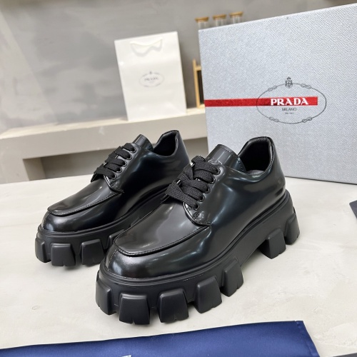 Prada Leather Shoes For Women #1256089 $100.00 USD, Wholesale Replica Prada Leather Shoes