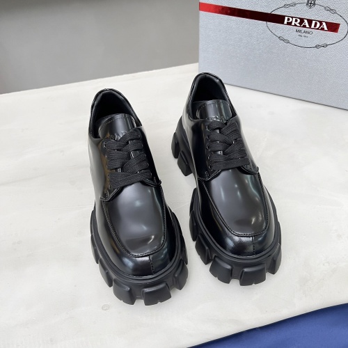 Replica Prada Leather Shoes For Women #1256089 $100.00 USD for Wholesale