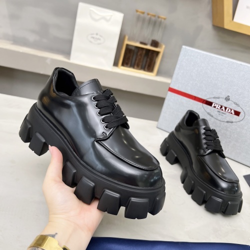 Replica Prada Leather Shoes For Women #1256089 $100.00 USD for Wholesale