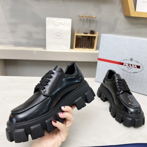 Replica Prada Leather Shoes For Women #1256089 $100.00 USD for Wholesale