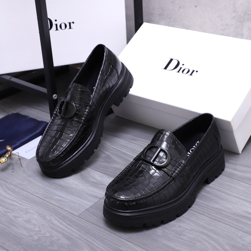 Replica Christian Dior Leather Shoes For Men #1256317 $88.00 USD for Wholesale