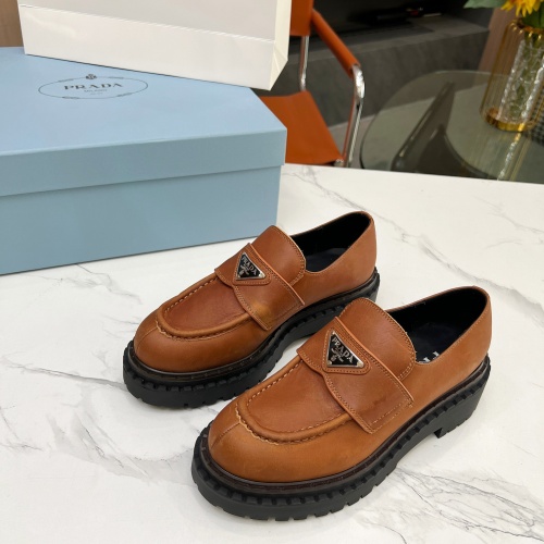 Prada Leather Shoes For Women #1256345 $105.00 USD, Wholesale Replica Prada Leather Shoes