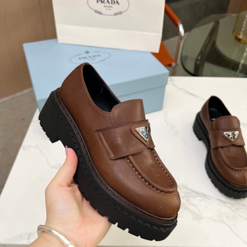 Replica Prada Leather Shoes For Women #1256346 $105.00 USD for Wholesale