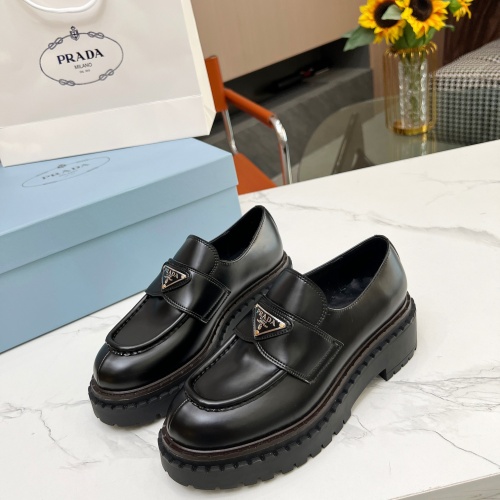 Prada Leather Shoes For Women #1256347 $105.00 USD, Wholesale Replica Prada Leather Shoes