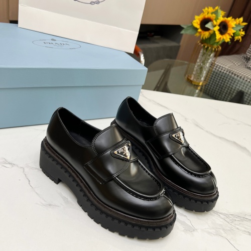 Replica Prada Leather Shoes For Women #1256347 $105.00 USD for Wholesale