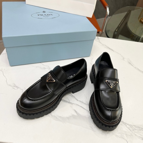 Replica Prada Leather Shoes For Women #1256347 $105.00 USD for Wholesale