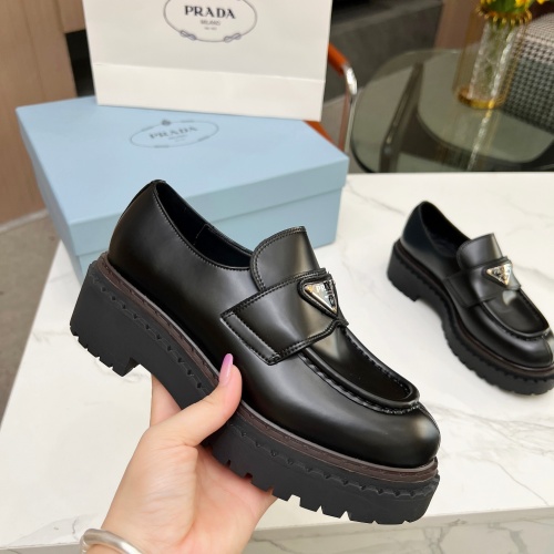 Replica Prada Leather Shoes For Women #1256347 $105.00 USD for Wholesale