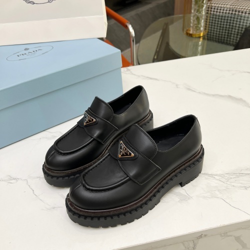 Prada Leather Shoes For Women #1256348 $105.00 USD, Wholesale Replica Prada Leather Shoes