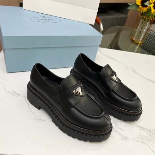 Replica Prada Leather Shoes For Women #1256348 $105.00 USD for Wholesale