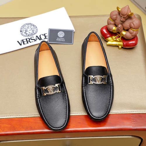 Versace Leather Shoes For Men #1256483 $68.00 USD, Wholesale Replica Versace Leather Shoes