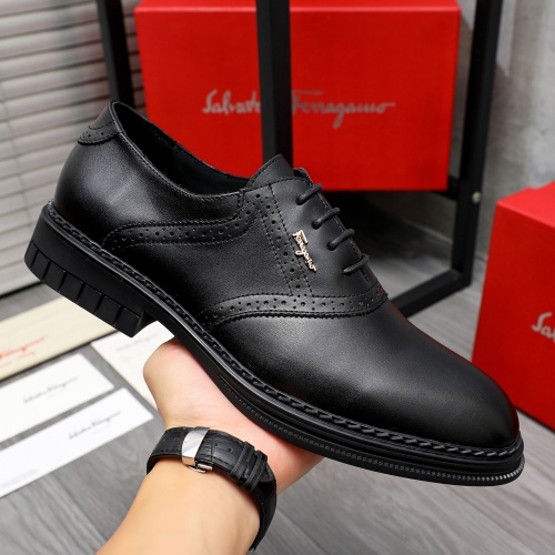 Replica Salvatore Ferragamo Leather Shoes For Men #1256678 $82.00 USD for Wholesale