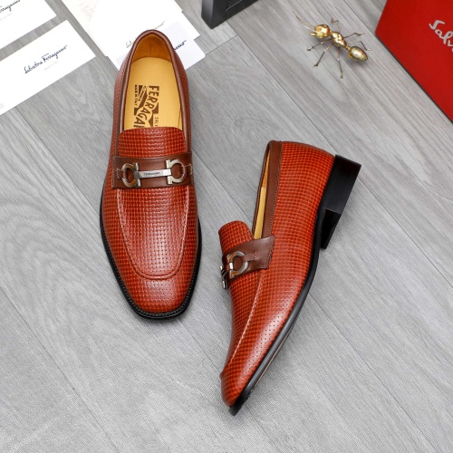 Replica Salvatore Ferragamo Leather Shoes For Men #1256807 $82.00 USD for Wholesale