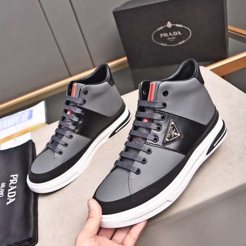 Prada High Top Shoes For Men #1256876 $82.00 USD, Wholesale Replica Prada High Top Shoes