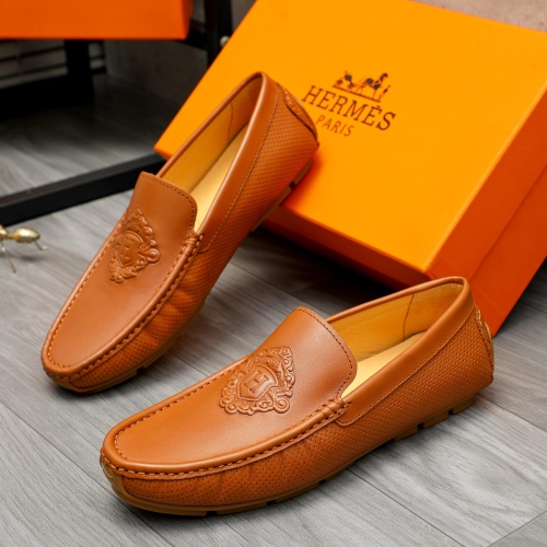 Replica Hermes Leather Shoes For Men #1257120 $68.00 USD for Wholesale