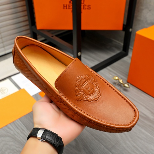 Replica Hermes Leather Shoes For Men #1257120 $68.00 USD for Wholesale