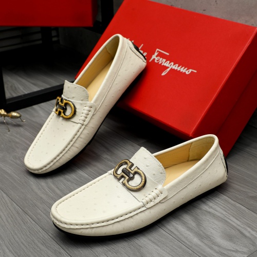 Replica Salvatore Ferragamo Leather Shoes For Men #1257122 $68.00 USD for Wholesale