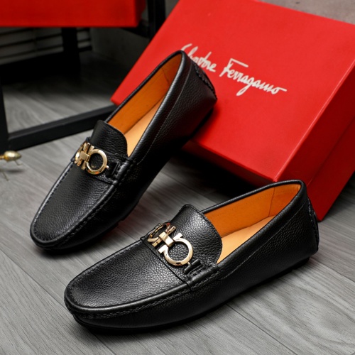 Replica Salvatore Ferragamo Leather Shoes For Men #1257163 $68.00 USD for Wholesale