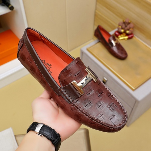 Replica Hermes Leather Shoes For Men #1257188 $68.00 USD for Wholesale