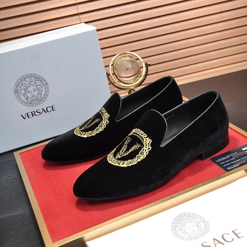 Versace Leather Shoes For Men #1257472 $85.00 USD, Wholesale Replica Versace Leather Shoes