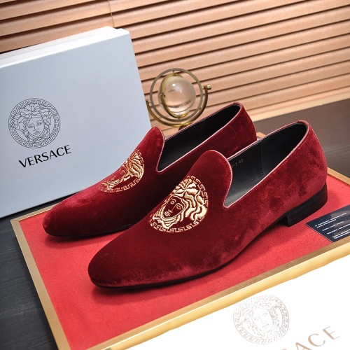 Versace Leather Shoes For Men #1257473 $85.00 USD, Wholesale Replica Versace Leather Shoes