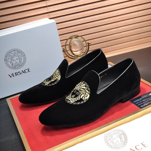 Versace Leather Shoes For Men #1257475 $85.00 USD, Wholesale Replica Versace Leather Shoes