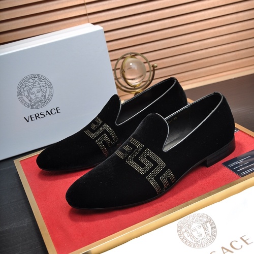 Versace Leather Shoes For Men #1257483 $85.00 USD, Wholesale Replica Versace Leather Shoes