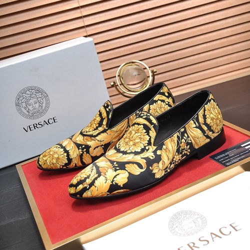 Versace Leather Shoes For Men #1257484 $85.00 USD, Wholesale Replica Versace Leather Shoes