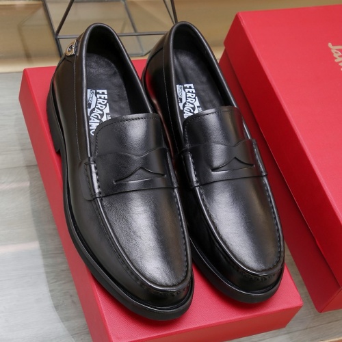 Replica Salvatore Ferragamo Leather Shoes For Men #1257529 $92.00 USD for Wholesale