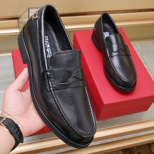 Replica Salvatore Ferragamo Leather Shoes For Men #1257529 $92.00 USD for Wholesale