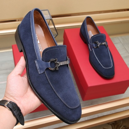 Replica Salvatore Ferragamo Leather Shoes For Men #1257531 $92.00 USD for Wholesale