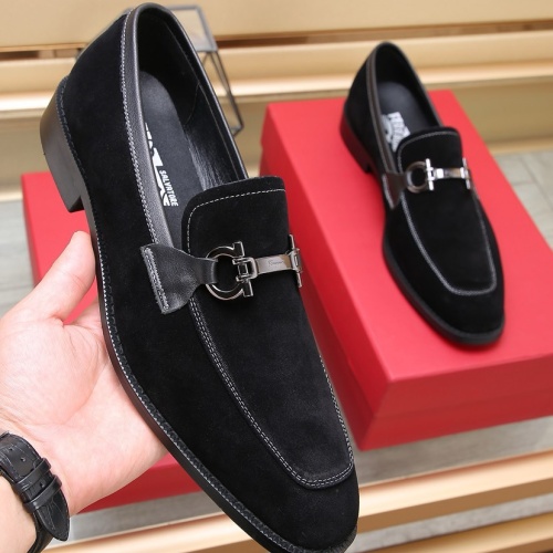 Replica Salvatore Ferragamo Leather Shoes For Men #1257532 $92.00 USD for Wholesale