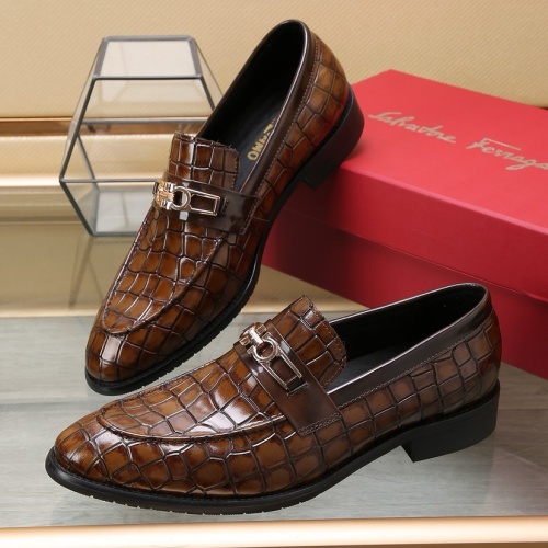 Salvatore Ferragamo Leather Shoes For Men #1257533 $98.00 USD, Wholesale Replica Salvatore Ferragamo Leather Shoes