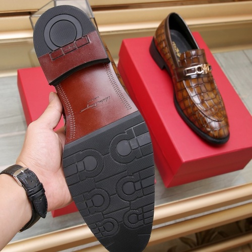 Replica Salvatore Ferragamo Leather Shoes For Men #1257533 $98.00 USD for Wholesale