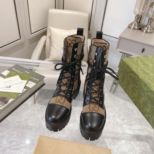 Replica Gucci Boots For Women #1257877 $105.00 USD for Wholesale