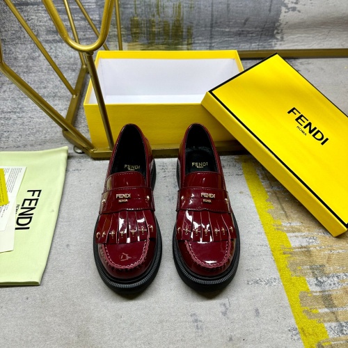 Replica Fendi Leather Shoes For Women #1258026 $102.00 USD for Wholesale