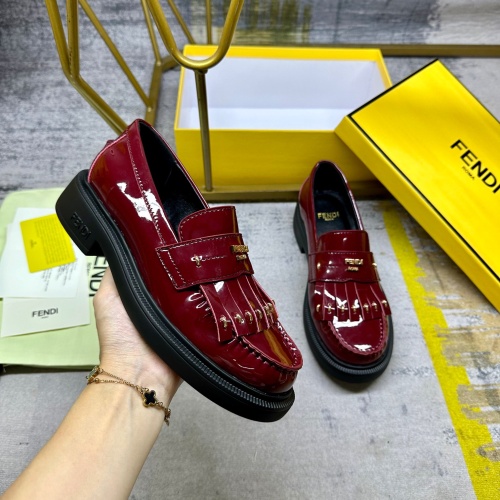 Replica Fendi Leather Shoes For Women #1258026 $102.00 USD for Wholesale