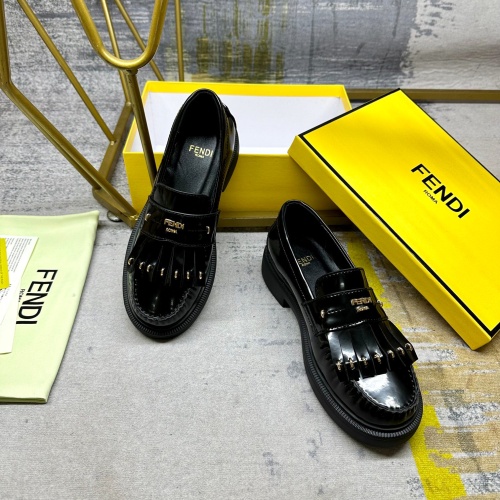 Replica Fendi Leather Shoes For Women #1258027 $102.00 USD for Wholesale