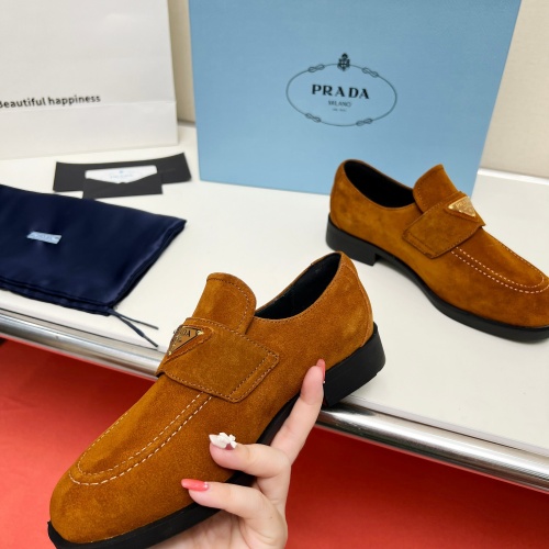 Replica Prada Leather Shoes For Women #1258155 $102.00 USD for Wholesale