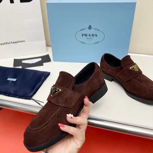 Replica Prada Leather Shoes For Women #1258156 $102.00 USD for Wholesale