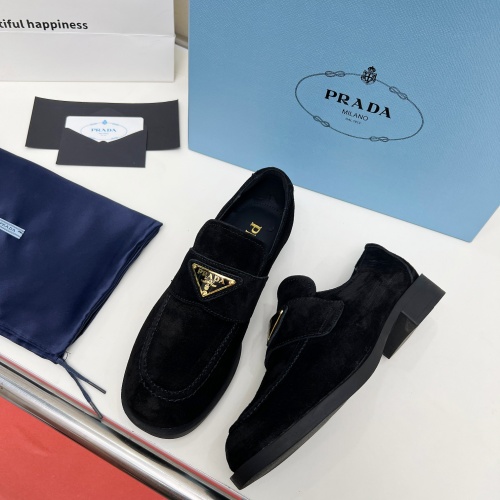 Replica Prada Leather Shoes For Women #1258157 $102.00 USD for Wholesale