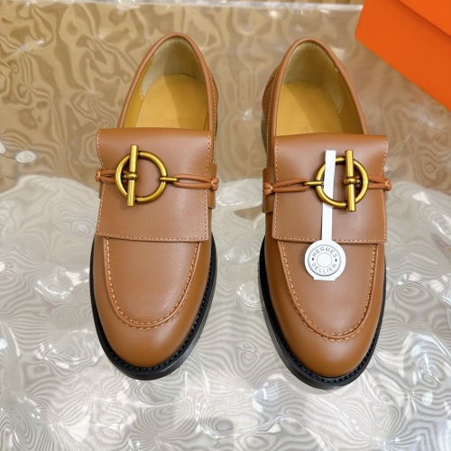 Replica Hermes Leather Shoes For Women #1258677 $125.00 USD for Wholesale