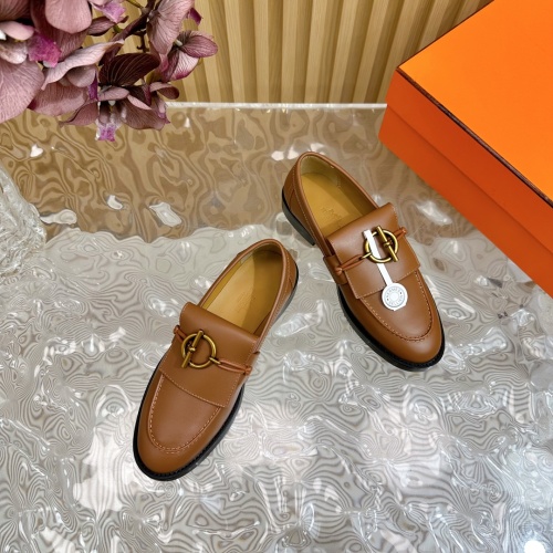 Replica Hermes Leather Shoes For Women #1258677 $125.00 USD for Wholesale