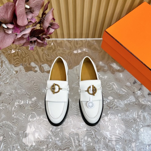 Replica Hermes Leather Shoes For Women #1258678 $125.00 USD for Wholesale