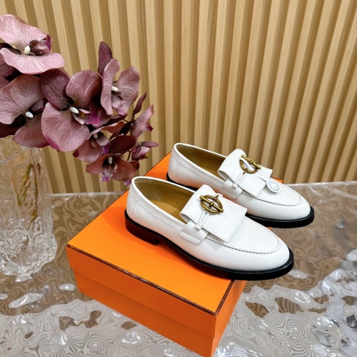 Replica Hermes Leather Shoes For Women #1258678 $125.00 USD for Wholesale