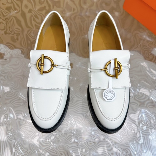 Replica Hermes Leather Shoes For Women #1258678 $125.00 USD for Wholesale